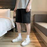 summer new men's loose casual denim shorts elastic waist drawstring black shorts brand men's clothing