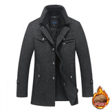 Men's Wool Jacket Winter Autumn Mens Long Windproof Wool Coat Casual Thick Slim Fit Jacket Male Overcoat