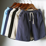 Fashion Cotton Line Shorts Men Summer Beach Casual Shorts Solid Baggy Basic Pockets Shorts Streetwear Men's Clothing