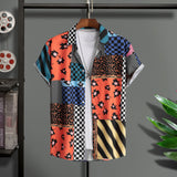 Men's Hawaiian Shirts For Men Short Sleeve 3D Printed Shirt Beach Blouse Orange Retro Tie Pattern  Shirts Summer Tops