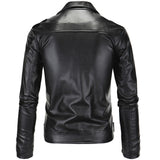 Mens Leather Jackets  White Black Casual Lapel Slim Fit Diagonal Zipper Motorcycle PU Leather Jacket Coat Mens Clothing