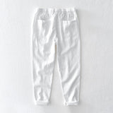 Cotton Linen Pants for Men Solid Color Casual Fashion Trousers Male Elastic Waist Straight Pants Plus Size 4XL