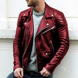 Men's Leather Jacket Coat Leather Motorcycle Zipper Clothes Korean Fashion Street Dress Christmas Gift