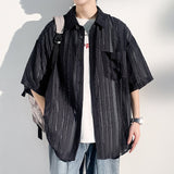 Spring Men's Corduroy short sleeve Shirts Fresh Harajuku Neutral Woman Fashion Casual Oversize Hip Hop College Shirt Coat