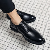 Business Formal Leather Shoes Men Autumn Men Shoes Low-top Solid Wedding Shoes Color Fashion Oxford Pointed Office Shoes