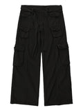 High street retro casual large pocket overalls men's and women's new summer high waist loose straight tube draped wide leg pants