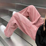 Street Vibe Style Jeans Men's Loose Straight Pants Trendy Brand American Baggy Wide-leg Pants Pink Jeans Spring and Autumn