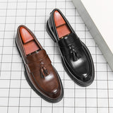 Elegant Men Social Casual Shoes Pointed Thick bottom Loafers For Men Driving Moccasins Comfortable Slip-On Tassel Wedding Shoes