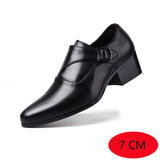 5CM/7CM Taller Men Heel Shoe Pointed Toe Man Business Dress Shoes Buckle Mens Office Oxfords Height Increasing Size 38-44