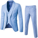 Men Blazers Sets 2 Pieces Elegant Luxury Formal Wedding 3 Suits Full Business Korean Pants Blue Coats Jackets