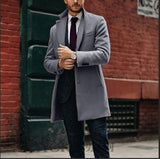 Brand New Men's Coat British Mid-Length Men Long-Sleeve Woolen Coat Casual Business Man Windbreak Woolen Coats Outwear