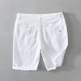 Pure Linen Shorts for Men Summer New Fashion Solid White Loose Holiday Shorts Man Casual Plus Size Button Fly Short Pants