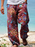 Summer Men Baggy Pants Casual Printed Design Wide Leg Trousers Retro Vintage Beach Hawaiian Plus Size Loose Pants Man Streetwear