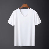 New Men's Sexy Ice Silk T-Shirts Solid Color Male Transparent Quick-dry Bodybuilding V-neck Short Sleeves Thin t shirt Tops Plus