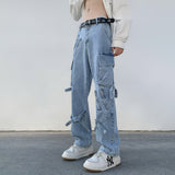 Men Jeans Wide Leg Denim Cargo jean pants Gothic Straight Baggy hip hop Streetwear Skateboard Neutral denim Trousers