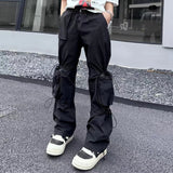 Big Pockets White Black Drawstring Straight Loose Cargos for Men and Women Wide Leg Baggy Track Pants Y2K Oversized Overalls