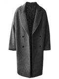 Autumn Winter Loose Casual Grey Black Soft Warm Woolen Cocoon Coat Men Lapel Double Breasted Korean Fashion