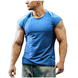 Summer New T-shirt Bodybuilding Muscle Tank Men's O-neck Solid Color Casual Sports Sleeveless Shirt Male Workout Fitness Tops