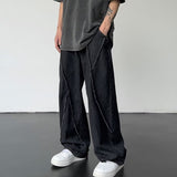 New Summer Jeans Men Patchwork Denim Trousers Male Oversize Loose Casual Wide-leg Pants Streetwear Harajuku Clothing