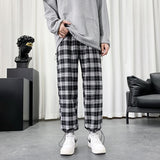 Summer Lightweight Plaid Pants Men Hip Hop Oversized Casual Pants Korean Harem Sweatpants Harajuku Fashion Streetwear Jogger Men