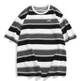 Main Striped Couples T-shirts For Men And Women In The Summer Of Loose Contrast Color Short Sleeve Best Seller