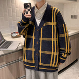 British Retro Cardigan Sweater New Korean Harajuku Academic Knitted Sweater Pullover Hip Hop Streetwear Loose Knitwear Tops