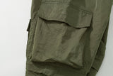 Y2K Solid Knee Detachable Multi-pockets Mens Cargo Pants Elastic Waist Straight Casual Trousers Loose Streetwear Overalls