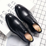 Business Formal Leather Shoes Men Autumn Men Shoes Low-top Solid Wedding Shoes Color Fashion Oxford Pointed Office Shoes