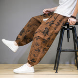 Chinese Style Man Pants Spring Summer Thin Breathable Cotton Linen Pants Men Harem Pants Printed Casual Pants Loose Pants Men