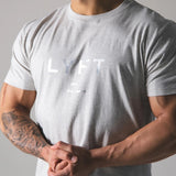 Summer Men's Gym Cotton Short Sleeves Round Neck T Shirts Fitness Bodybuilding Shirts Printed Fashion Men's Brand T Shirt Tops