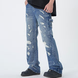 Y2K Ripped Streetwear Hole Washed Baggy Jeans for Men Vintage Straight Distressed Loose Casual Denim Trousers Unisex Cargos