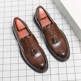 Elegant Men Social Casual Shoes Pointed Thick bottom Loafers For Men Driving Moccasins Comfortable Slip-On Tassel Wedding Shoes