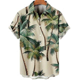 Men's Blouse 3D Printing Summer Coconut Tree Pattern Hawaiian Oversized Comfortable Casual Tops Short Beach Clothing Street Wear