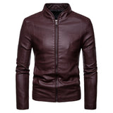 Faux Leather Men's Jacket: Slim Fit and Perfect for Spring and Autumn，Motorcycle Clothes，Affordable, High Quality, Match