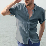 Summer Solid Color Shirt For Mens Hawaiian Blouse Casual Fashion Short Sleeve Tops Loose Oversized Tee Shirt Men Clothing