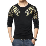 Spring New Arrival Men's T Shirt O Neck Patchwork Long Sleeve T Shirt Mens Clothing Trend Plus Size Top Tees Shirts M-5XL
