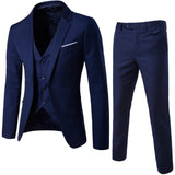 Men Blazers Sets 2 Pieces Elegant Luxury Formal Wedding 3 Suits Full Business Korean Pants Blue Coats Jackets