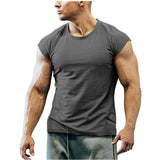 Summer New T-shirt Bodybuilding Muscle Tank Men's O-neck Solid Color Casual Sports Sleeveless Shirt Male Workout Fitness Tops
