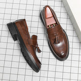 Elegant Men Social Casual Shoes Pointed Thick bottom Loafers For Men Driving Moccasins Comfortable Slip-On Tassel Wedding Shoes