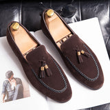 Designer  Mens Leather Casual Shoes for Men Tassel Loafers Comfortable Black Brown Moccasins suede mens shoes mocasines