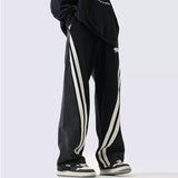 Men's Y2K Clothes Tracksuits Denim Drawstring Casual Pants High Street Straight Denim Track Pants Women Fashion Hip-Hop Trousers