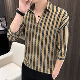 ngland Style Fashion Print Shirt Men Summer Men Three Quarter Sleeve Luxury Shirt Casual Loose Shirts