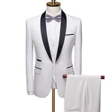 Men Business Casual Wedding Party Three Pieces Jacket Trousers Waistcoat Set Male Blazer Coat Pants Vest Fashion Slim Fit Suits