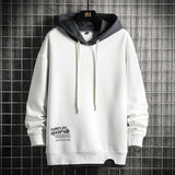 White Hoodies Men Fashion Clothing Color Block Hip Hop Hoodies For Men Streetwear Hooded Sweatshirts Men Long Sleeve Shirts Tops