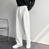 White Solid Men's Wide Leg Suit Pants Casual Fashion Brand Male Trousers Baggy Korean Style Pants Clothing