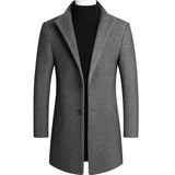 New Winter Fashion Men Slim Fit Long Sleeve Cardigans Blends Coat Jacket Suit Solid Mens Long Woolen Coats