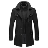 Men's Wool Jacket Winter Autumn Mens Long Windproof Wool Coat Casual Thick Slim Fit Jacket Male Overcoat