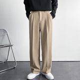 White Solid Men's Wide Leg Suit Pants Casual Fashion Brand Male Trousers Baggy Korean Style Pants Clothing