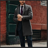 Brand New Men's Coat British Mid-Length Men Long-Sleeve Woolen Coat Casual Business Man Windbreak Woolen Coats Outwear