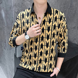 ngland Style Fashion Print Shirt Men Summer Men Three Quarter Sleeve Luxury Shirt Casual Loose Shirts